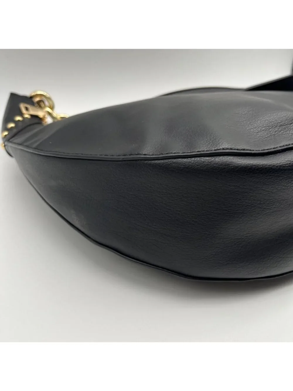 I.N.C. International Concepts Black Faux Leather Giannaa Medium Stud Hobo Bag